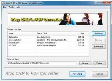 Atop CHM to PDF Converter 1.2